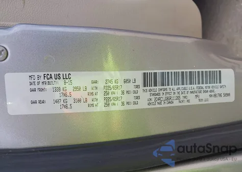 2016 Chrysler Town & Country Limited z USA, uszkodzony, nr VIN 2C4RC1JG8GR111265